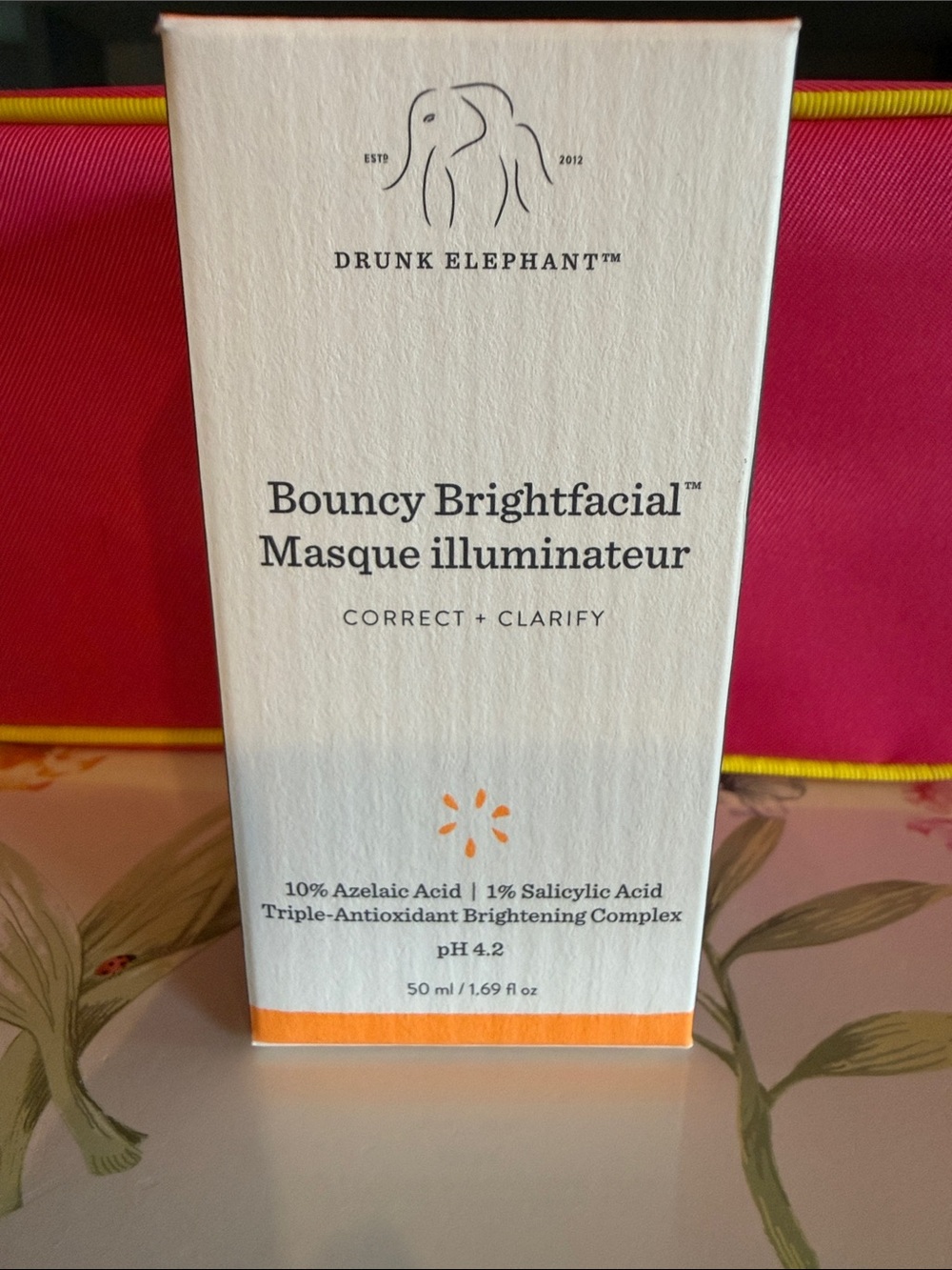 Drunk Elephant Bouncy Brightfacial Masque - White with Orange Accent
